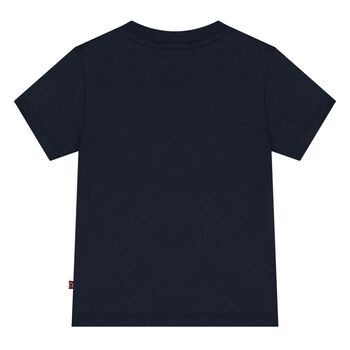 Younger Boys Navy Blue & Gold Logo T-Shirt