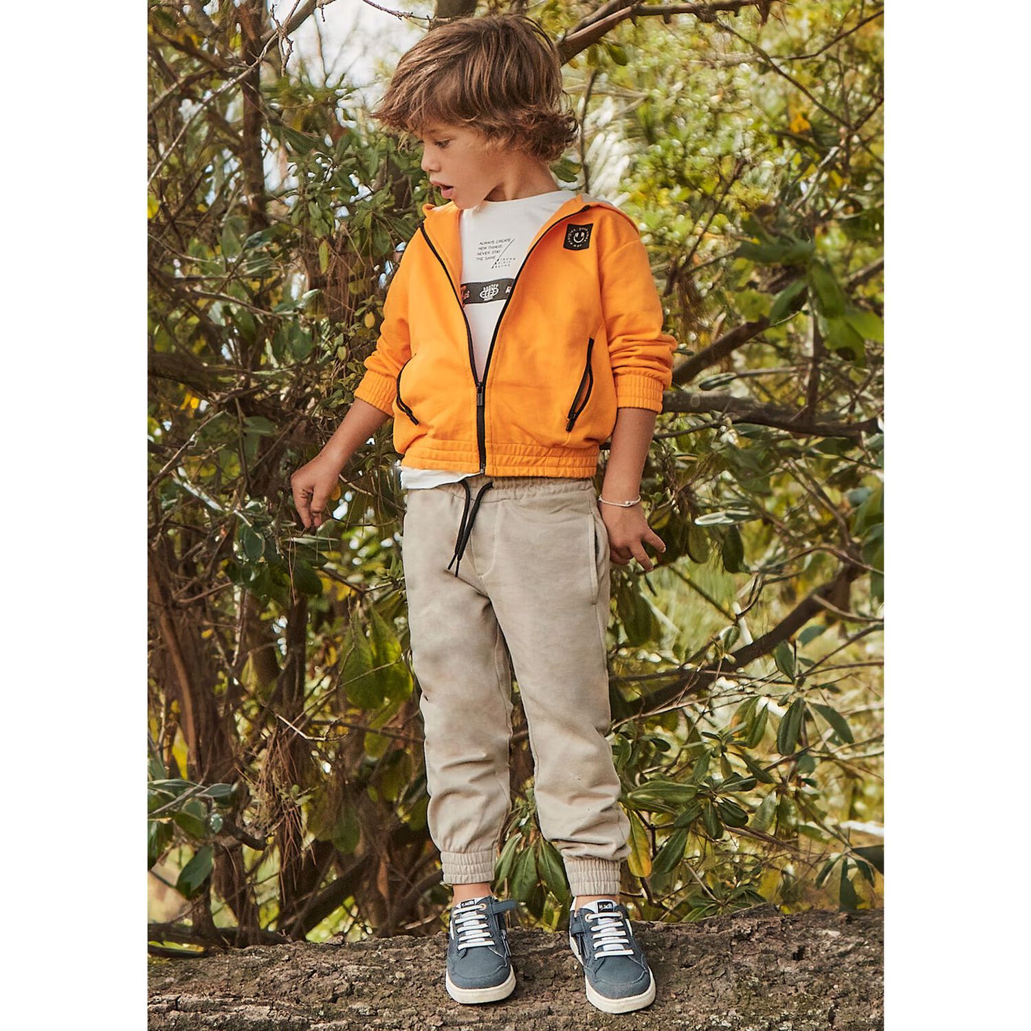 Boys Orange & Beige Tracksuit Set, 1, hi-res