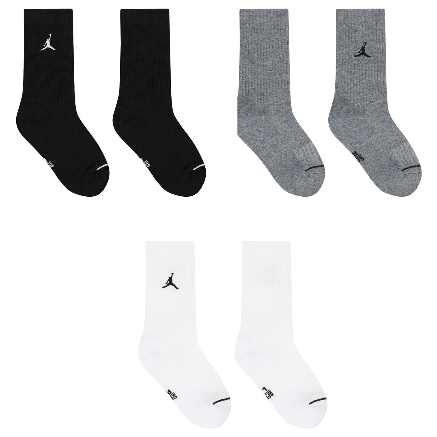 White, Grey & Black Jordan Logo Socks ( 3-Pack ), 1, hi-res
