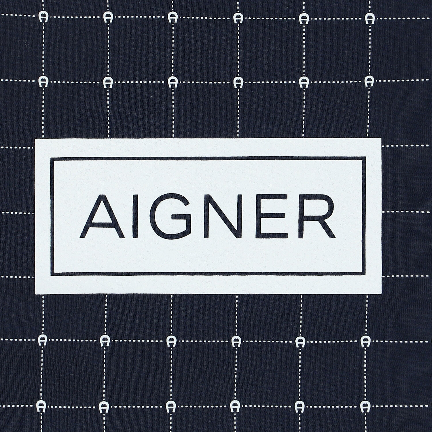 Baby Boys Navy Blue & White Pima Cotton Logo Nest, 1, hi-res