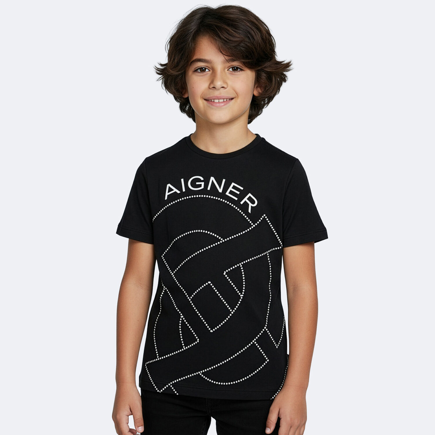 Boys Black Logo T-Shirt, 2, hi-res