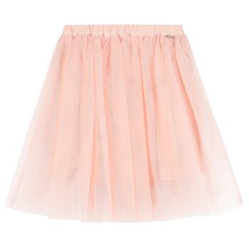 Girls Pink Logo Tulle Skirt