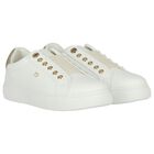 Girls White & Gold Slip-On Trainers, 1, hi-res