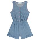 Girls Blue Striped Playsuit, 1, hi-res