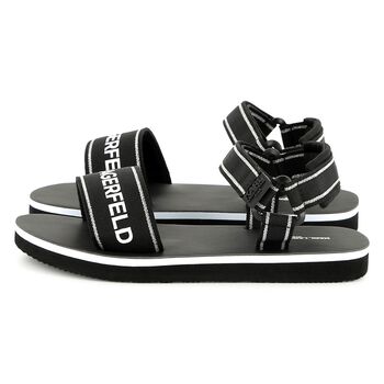 Girls Black & White Logo Sandals