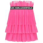 Girls Pink Logo Pleated Tutu Skirt, 2, hi-res