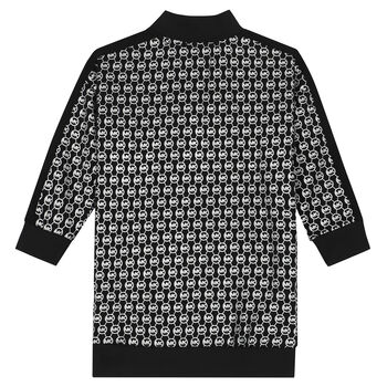 Girls Black & Silver Logo Dress