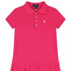Girls Pink Logo Polo Dress, 2, hi-res