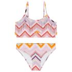Girls Pink Logo Zig Zag Fringed Bikini, 1, hi-res