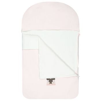 Baby Girls White & Pink Teddy Bear Logo Nest