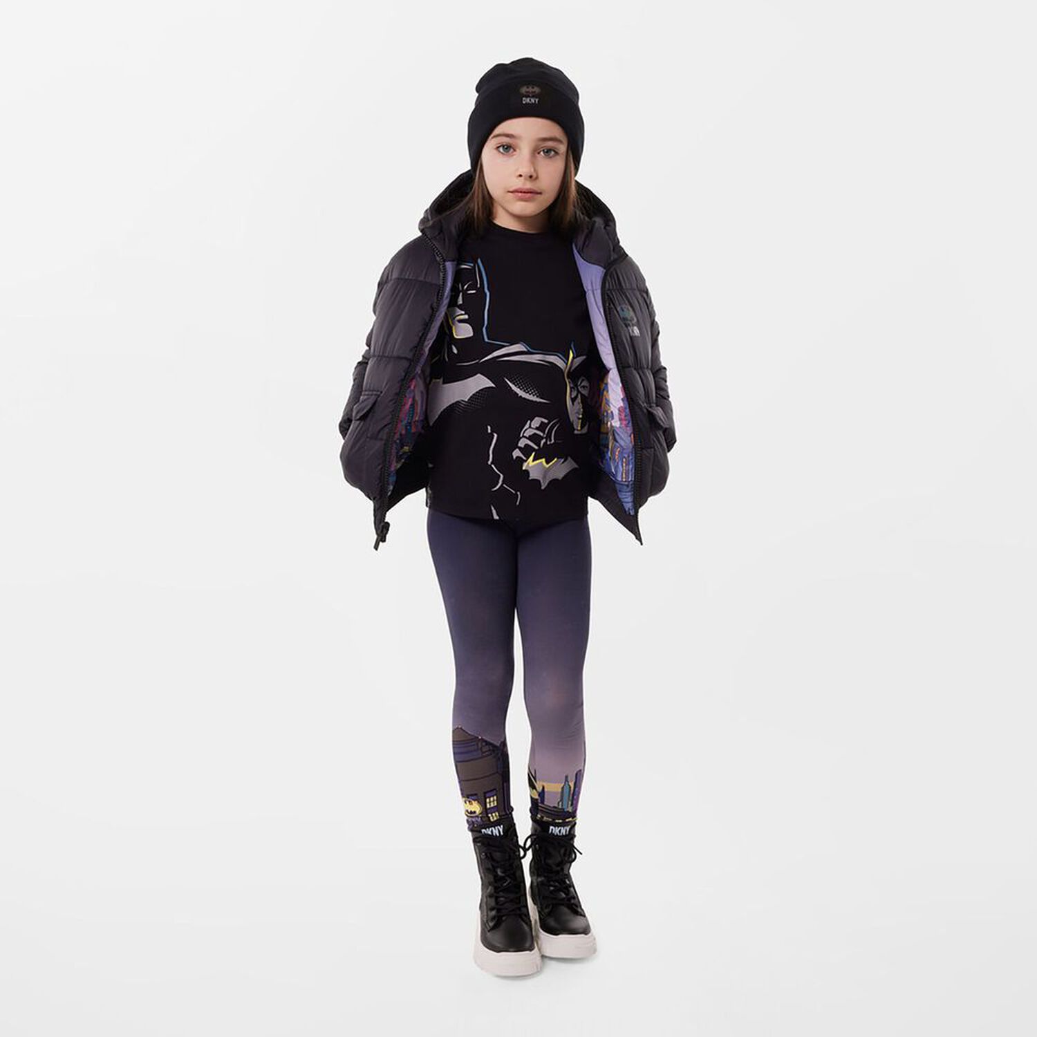 Girls Navy Blue Batman Leggings, 1, hi-res