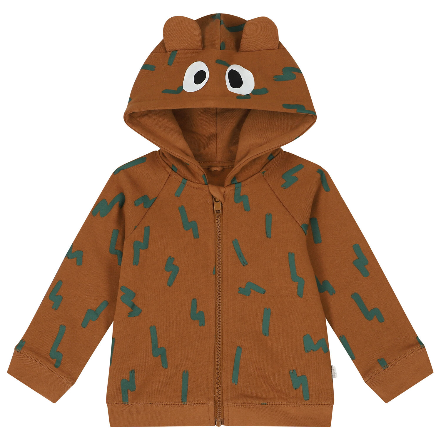 Younger Boys Brown Bear Hooded Zip Up Top, 1, hi-res image number null
