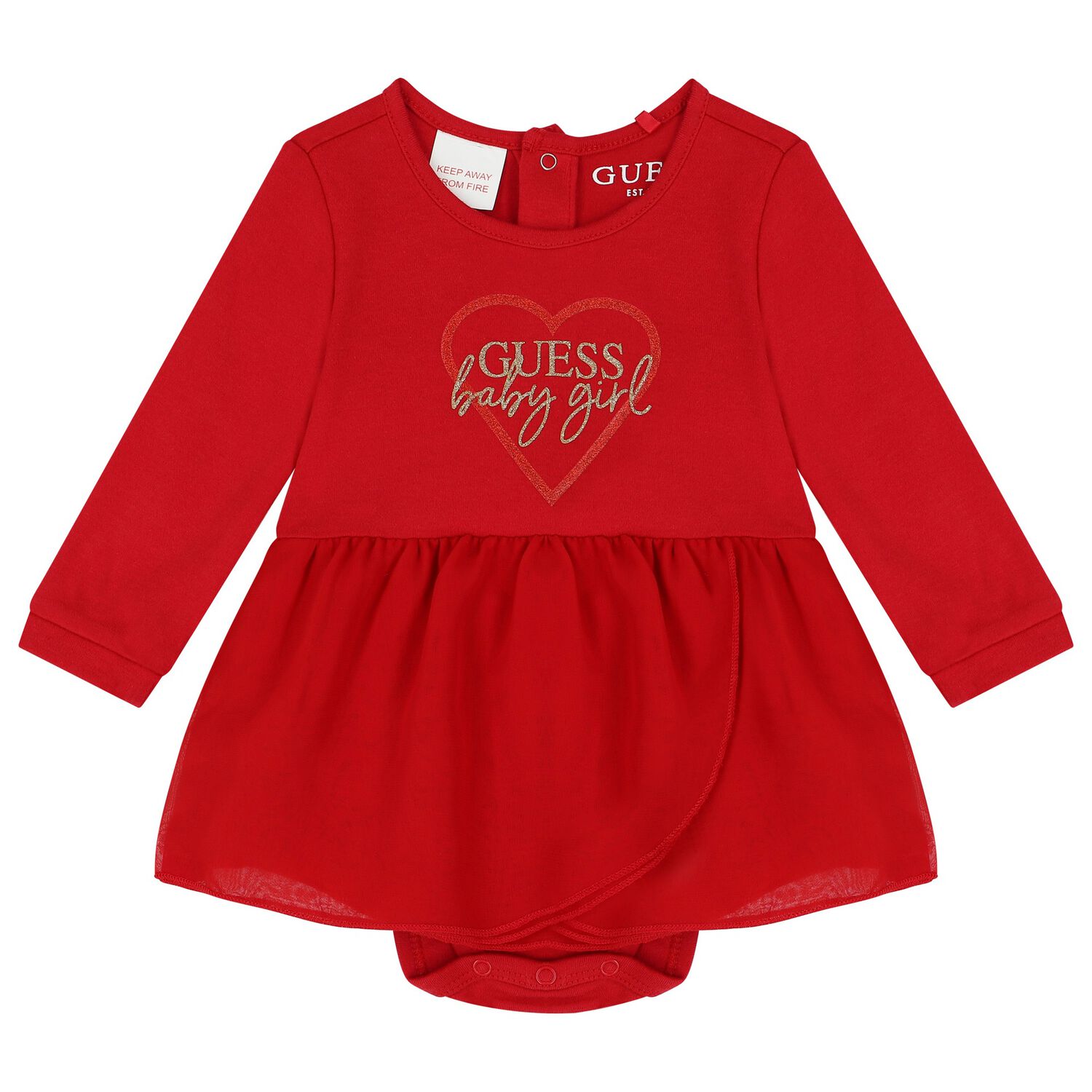 Baby Girls Red Logo Bodysuit Dress, 1, hi-res