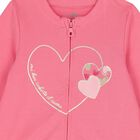 Younger Girls Pink Heart Zip Up Top, 1, hi-res