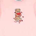Girls Pink Teddy Bear Logo Dress, 1, hi-res
