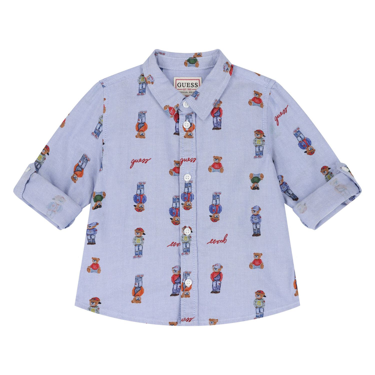 Boys Blue Logo Teddy Bear Shirt, 1, hi-res