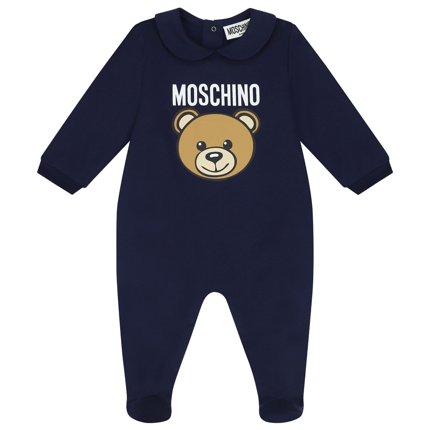 Navy Blue Teddy Bear Logo Babygrow, 2, hi-res
