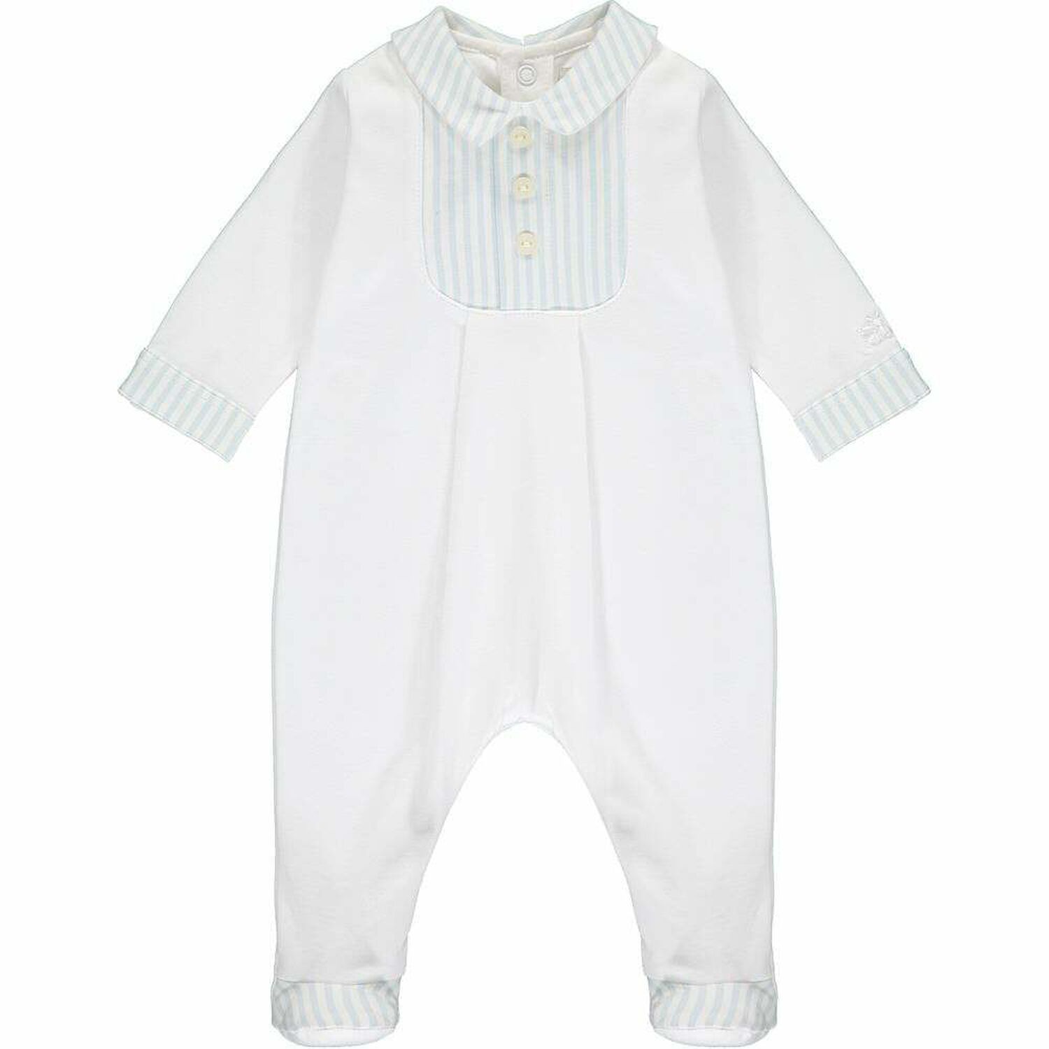 Boys White & Blue Smart Babygrow , 1, hi-res