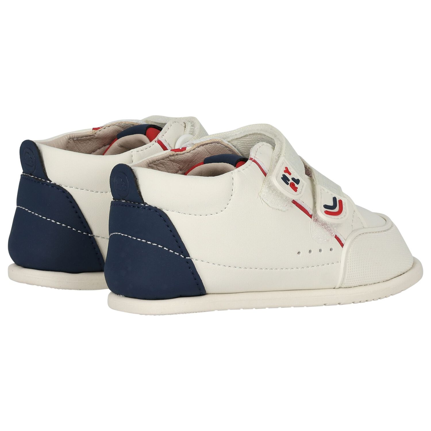 Younger Boys Ivory & Blue Trainers, 1, hi-res image number null