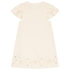 Girls Beige Logo Broderie Anglaise Dress, 1, hi-res
