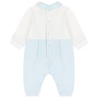 Baby Boys White & Blue Romper, 1, hi-res