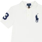 Boys White Logo Polo Shirt, 1, hi-res