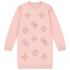 Girls Pink Logo Sweatshirt Dress, 1, hi-res