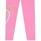 Girls Pink Heart Leggings, 1, hi-res