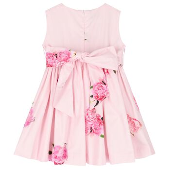 Girls Pink Bow Peony Dress