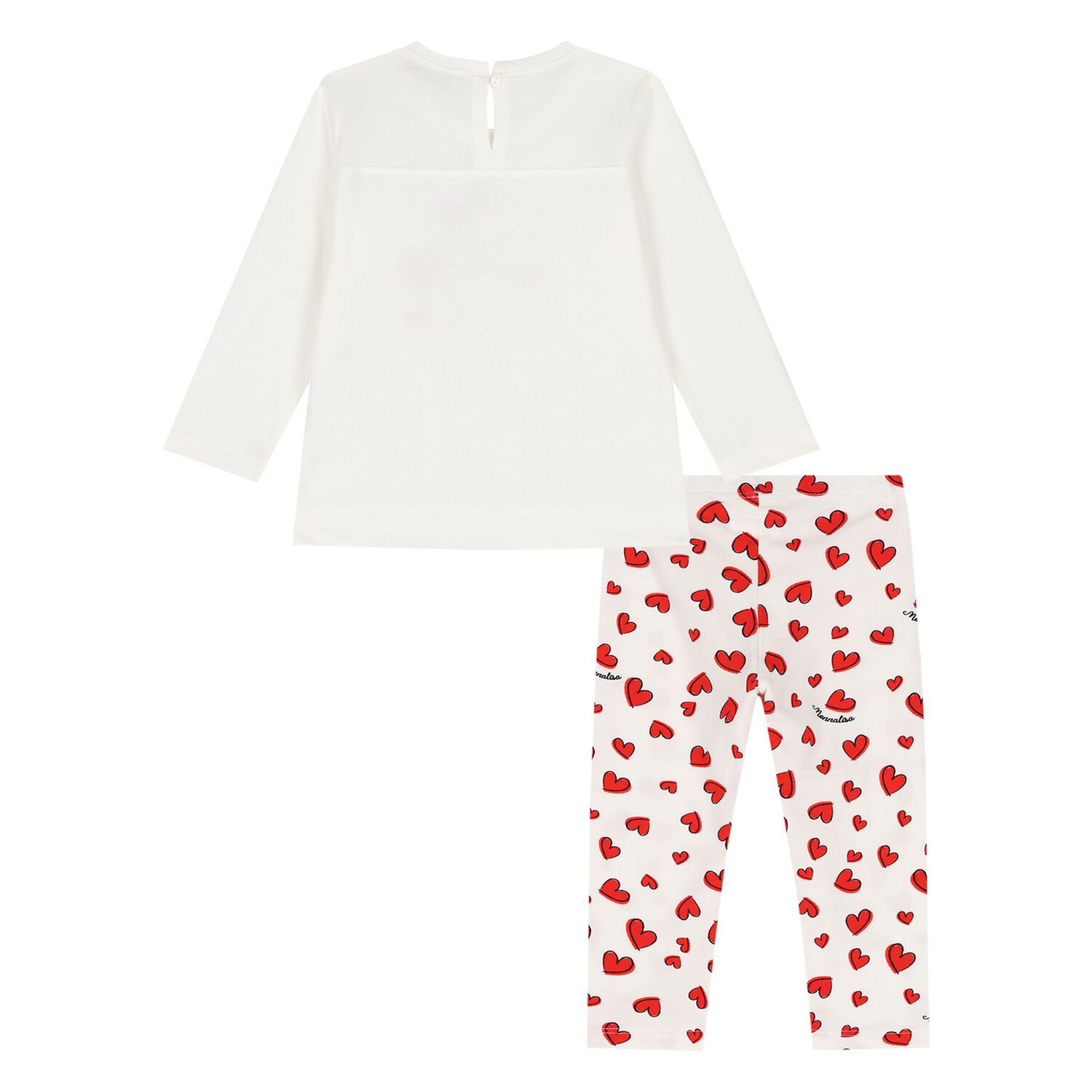 Younger Girls White & Red Leggings Set, 1, hi-res
