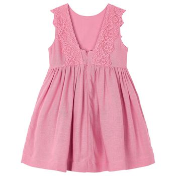 Girls Pink Shimmery Linen Dress