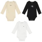 Baby Boys Black, Beige & White Logo Bodysuits, 1, hi-res