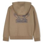 Boys Beige Logo Hooded Zip Up Top , 1, hi-res