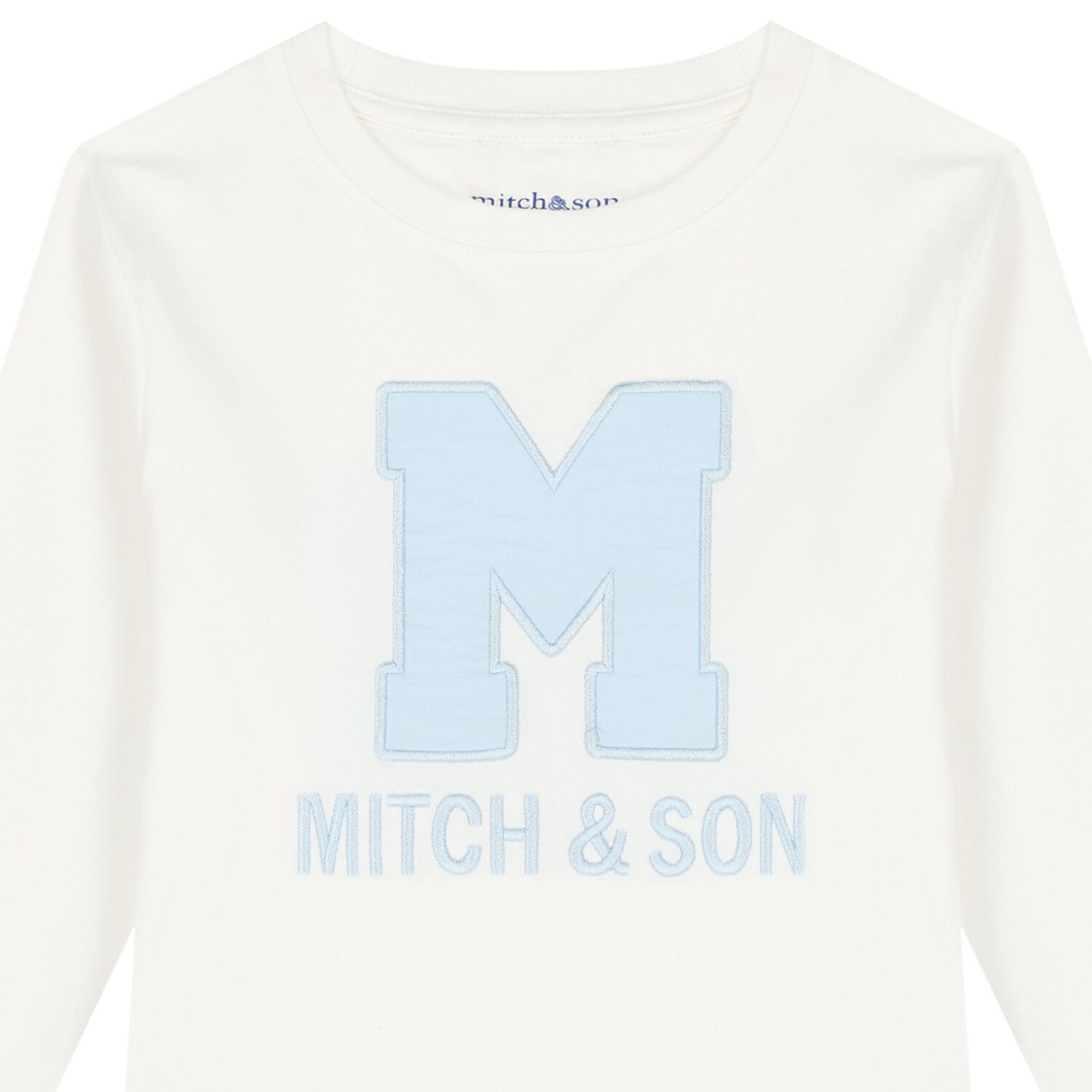 Boys White & Blue Logo Long Sleeve Top, 1, hi-res image number null