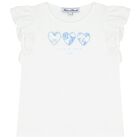 Girls White Hearts T-Shirt, 1, hi-res