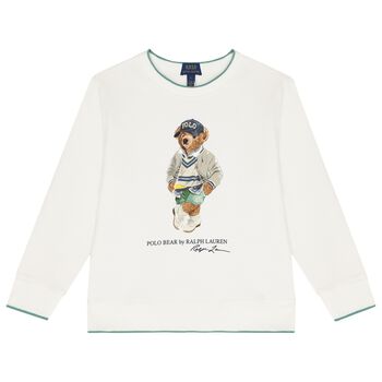 Ralph Lauren Boys Ivory Polo Bear Sweatshirt, 1 Boys Ivory Polo Bear Sweatshirt