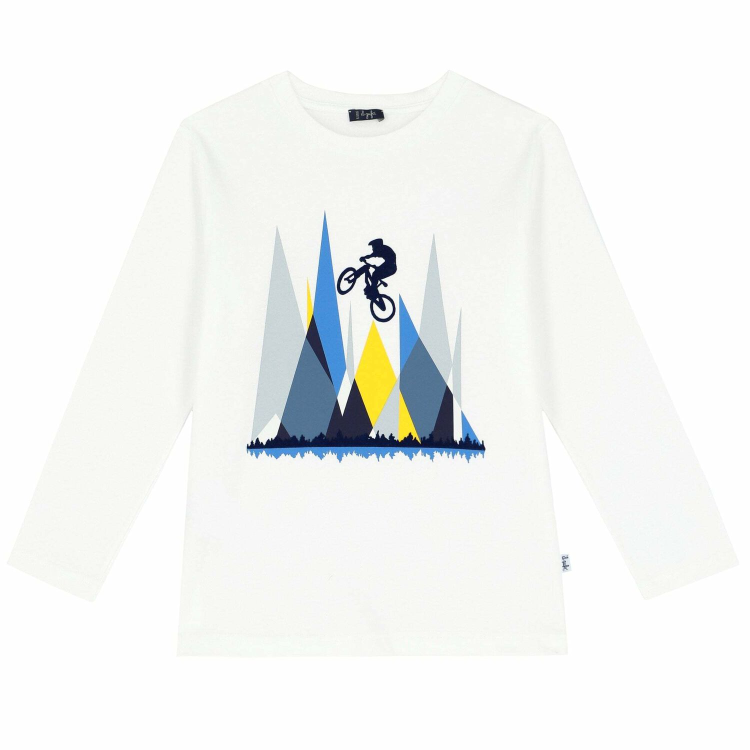 Boys White Long Sleeve Top, 1, hi-res