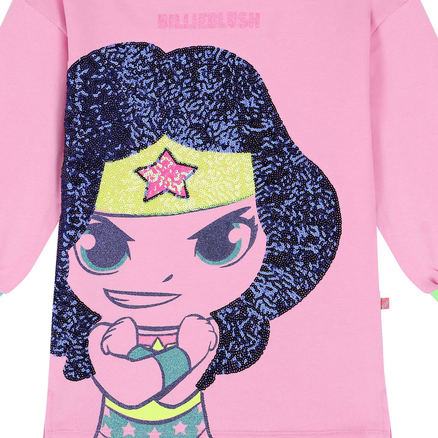 Girls Pink Wonder Woman Sweatshirt Dress, 1, hi-res image number null