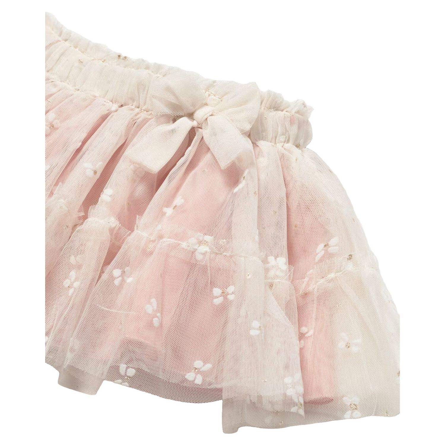 Younger Girls Ivory & Pink Tulle Skirt, 1, hi-res