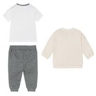 Baby Boys Grey & Beige Tracksuit Set, 1, hi-res