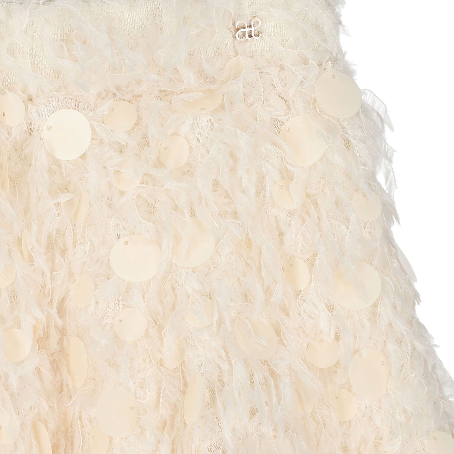 Girls White & Beige Embellished Skirt Set , 1, hi-res