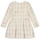 Girls Ivory Plaid Tweed dress, 1, hi-res