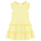 Girls Yellow Tiered Frill Dress, 2, hi-res