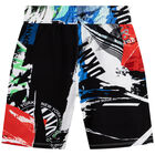 Boys Black & Red Logo Shorts, 1, hi-res