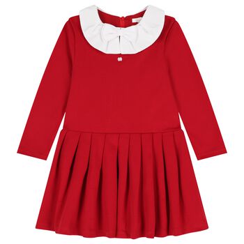 Girls Red Pleated Dress