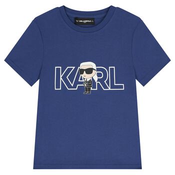 Boys Blue Ikonik Karl Logo T-Shirt