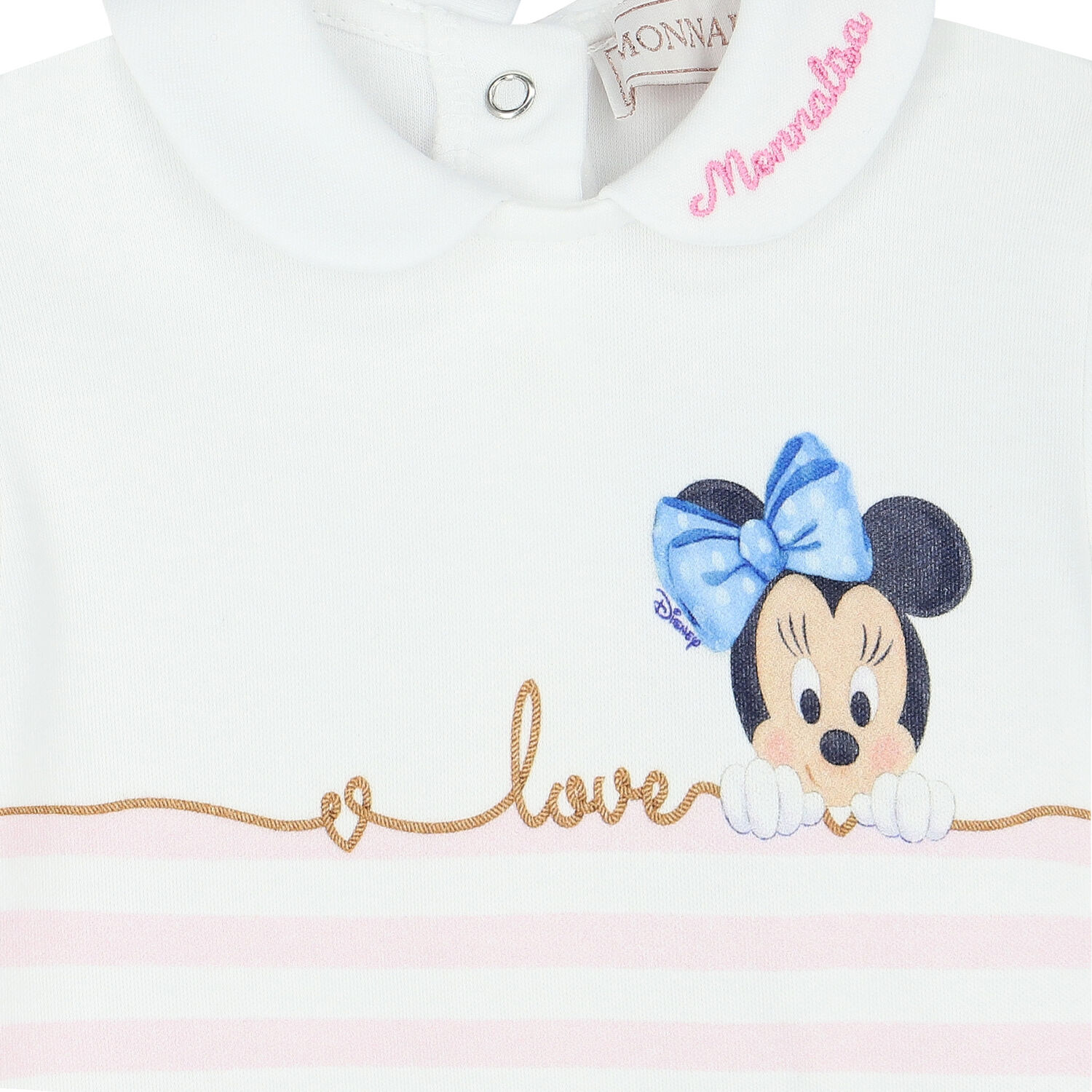 Baby Girls White & Pink Minnie Mouse Romper, 1, hi-res