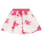 Girls Ivory & Pink Floral Skirt, 1, hi-res