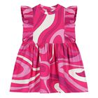 Younger Girls Pink Ruffled Iride Dress, 2, hi-res