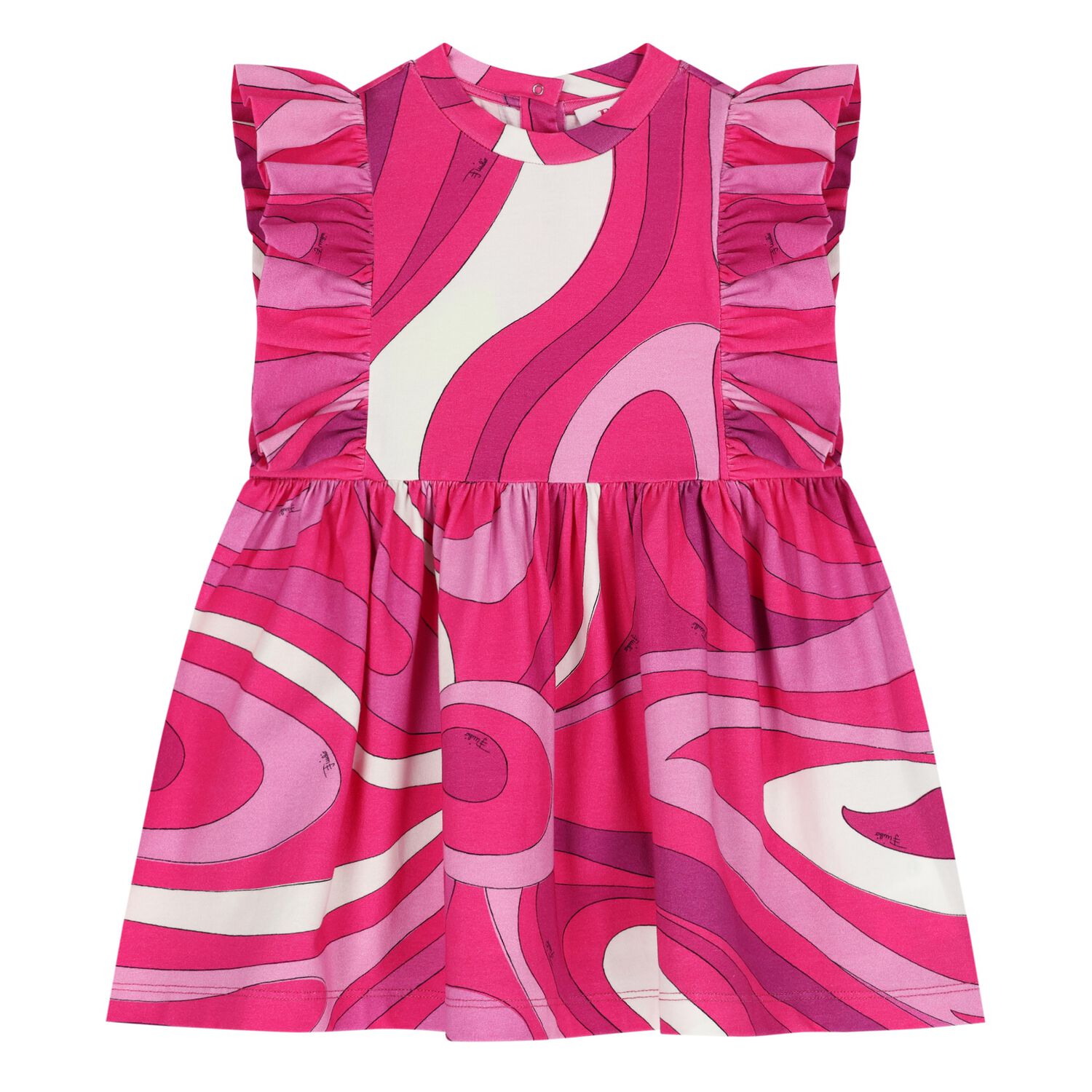 Younger Girls Pink Ruffled Iride Dress, 2, hi-res